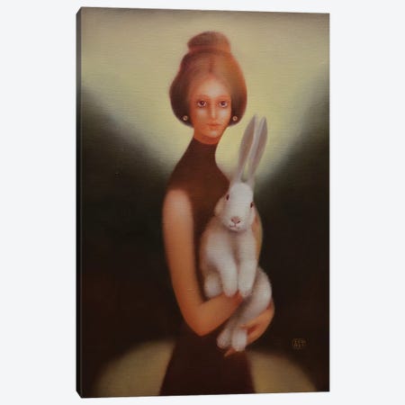 Girl And Bunny Canvas Print #EZE21} by Eduard Zentsik Canvas Art Print