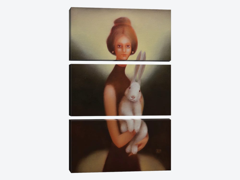 Girl And Bunny by Eduard Zentsik 3-piece Canvas Art