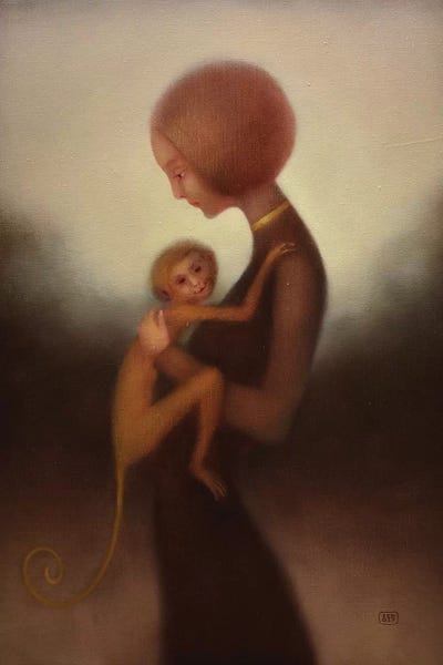 Primates: Girl And Monkey by Eduard Zentsik