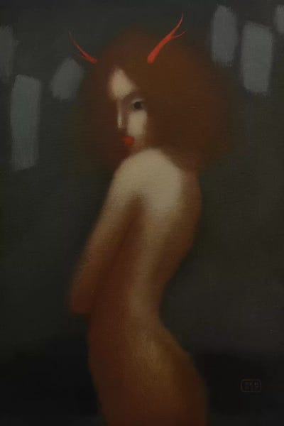 Girl With Horns by Eduard Zentsik multi panel art