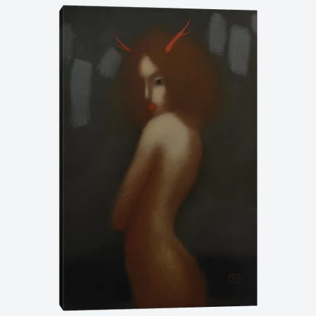 Girl With Horns Canvas Print #EZE24} by Eduard Zentsik Canvas Art