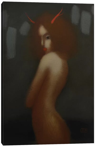 Girl With Horns Canvas Art Print - Eduard Zentsik