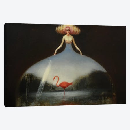 Pink Flamingo Canvas Print #EZE44} by Eduard Zentsik Canvas Artwork