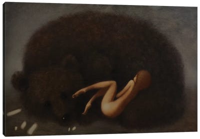 Bear And Girl Canvas Art Print - Eduard Zentsik
