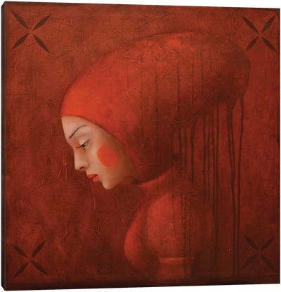 By Red Frog Canvas Art Print - Red Art