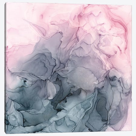 Blush & Paynes Gray Flowing Abstract Canvas Print #EZK11} by Elizabeth Karlson Canvas Artwork