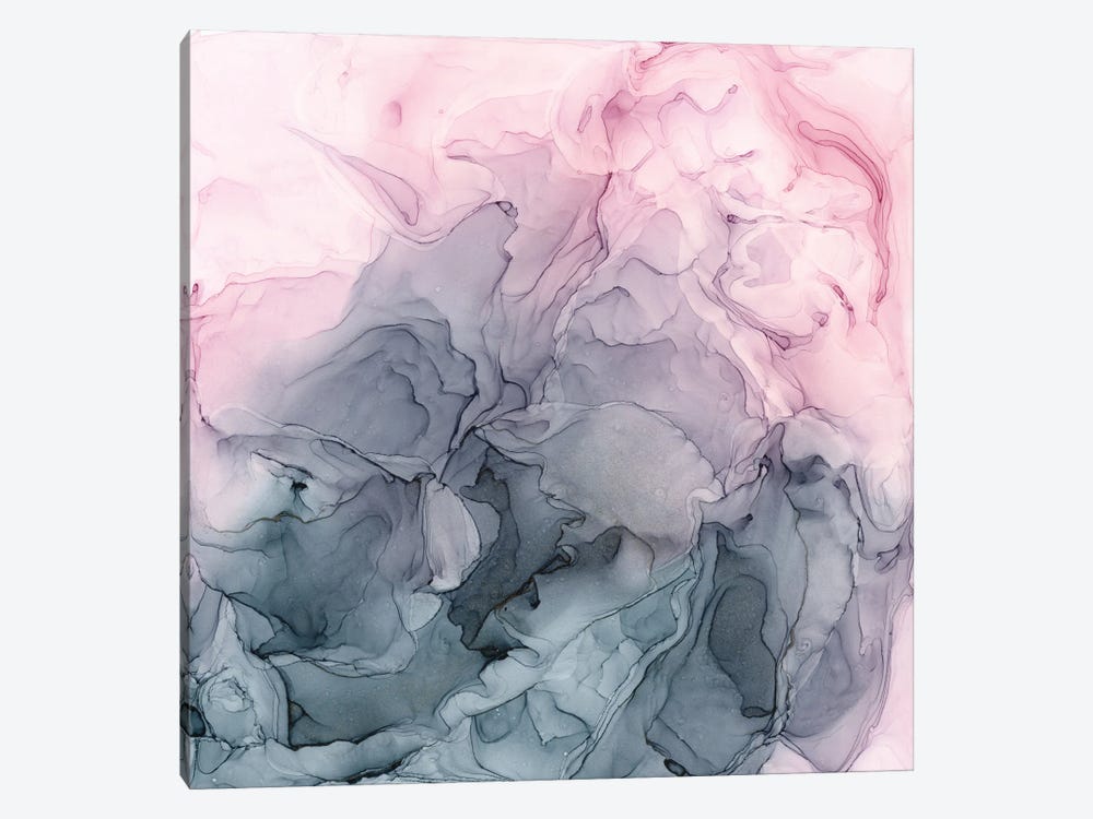 Blush & Paynes Gray Flowing Abstract by Elizabeth Karlson 1-piece Canvas Wall Art