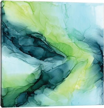 Aqua Lime Canvas Art Print - Teal Art