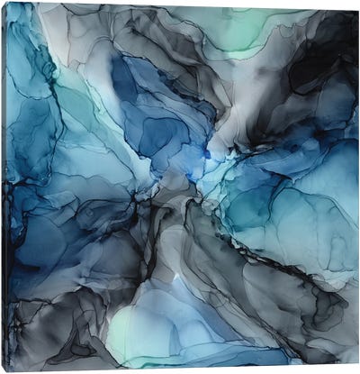 Sea Cave Canvas Art Print - Alcohol Ink Art