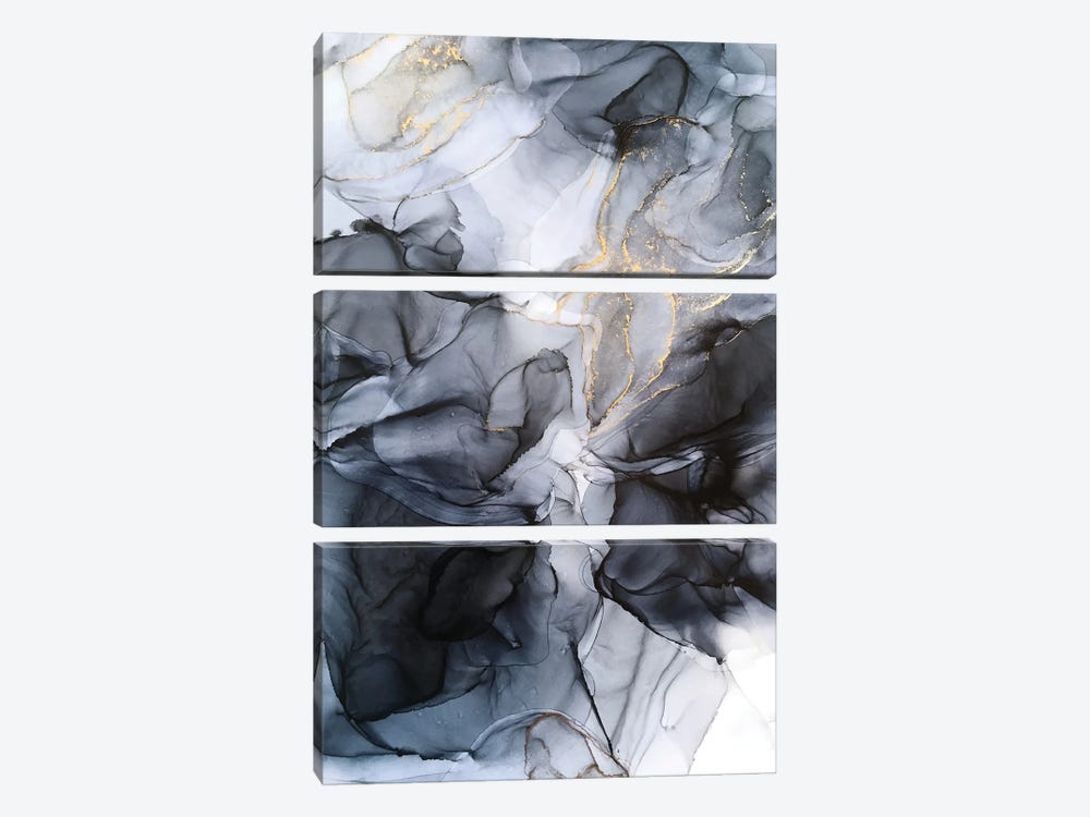 Calm But Dramatic Light Monochromatic Abstract by Elizabeth Karlson 3-piece Canvas Print