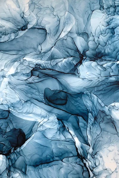 Elizabeth Karlson: Churning Blue Ocean Waves Abstract Painting by Elizabeth Karlson