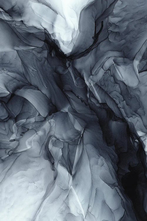 Gray Black Gradient Dramatic Flowing Abstract by Elizabeth Karlson wall art