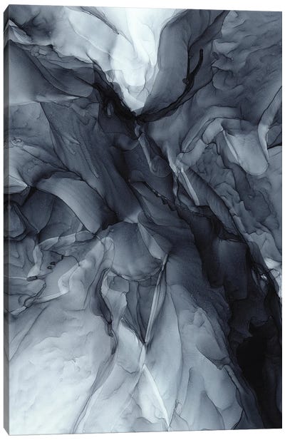 Gray Black Gradient Dramatic Flowing Abstract Canvas Art Print - Elizabeth Karlson