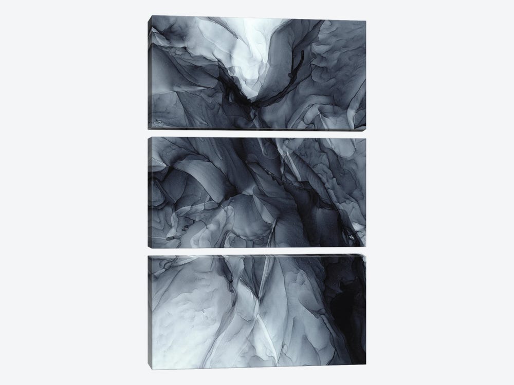 Gray Black Gradient Dramatic Flowing Abstract by Elizabeth Karlson 3-piece Art Print