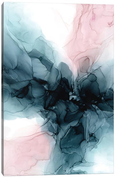 Blush & Deep Water Blue Canvas Art Print - Elizabeth Karlson