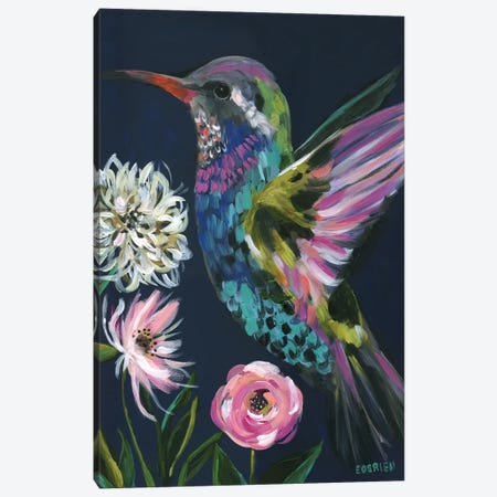 Boho Hummingbird Canvas Print #EZO12} by Elizabeth O'Brien Canvas Wall Art