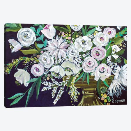 White Vase Flowers Canvas Print #EZO22} by Elizabeth O'Brien Art Print