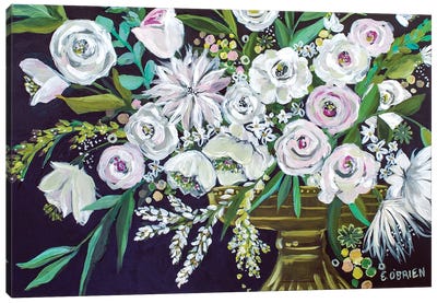 White Vase Flowers Canvas Art Print - Elizabeth O'Brien