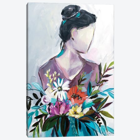 Girl With Flowers Canvas Print #EZO30} by Elizabeth O'Brien Canvas Artwork