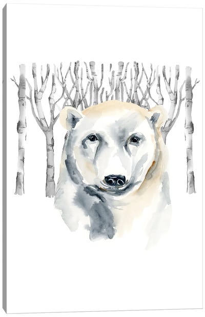 Woodland Bear Canvas Art Print - Polar Bear Art