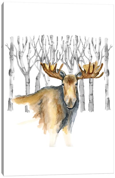 Woodland Moose Canvas Art Print - Moose Art