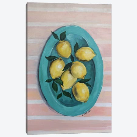 Lemons On Plate Canvas Print #EZO4} by Elizabeth O'Brien Art Print