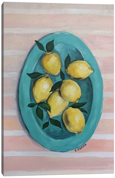 Lemons On Plate Canvas Art Print - Elizabeth O'Brien