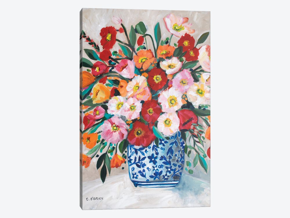Poppies Chinoiserie Vase by Elizabeth O'Brien 1-piece Canvas Art Print