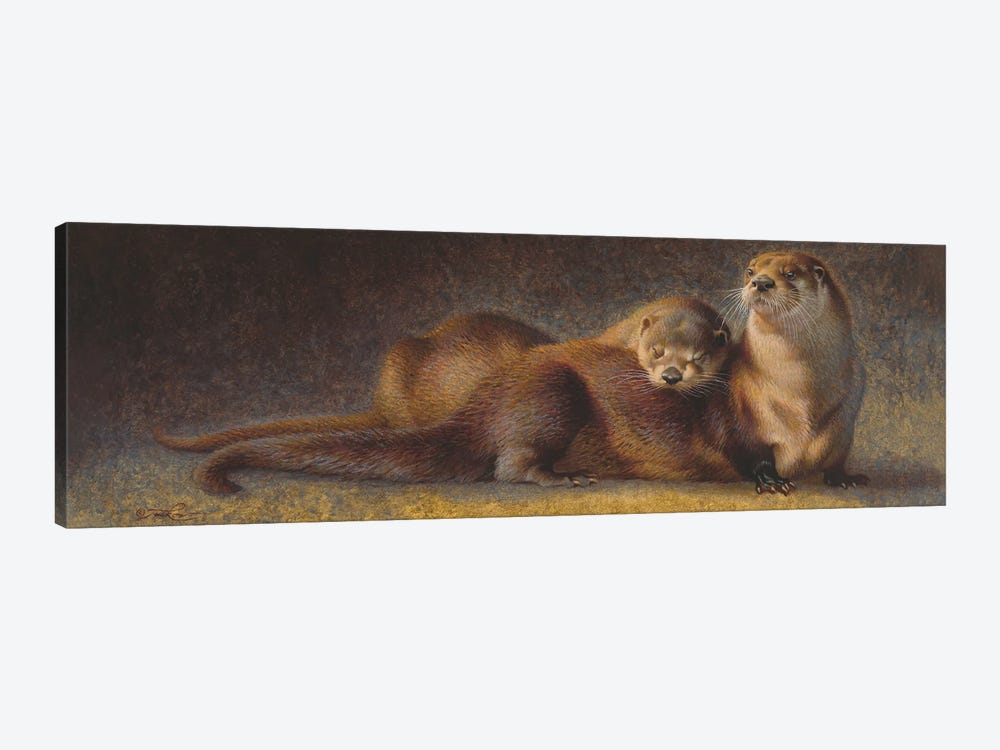 Cozy Companions Otters by Ezra Tucker 1-piece Canvas Art