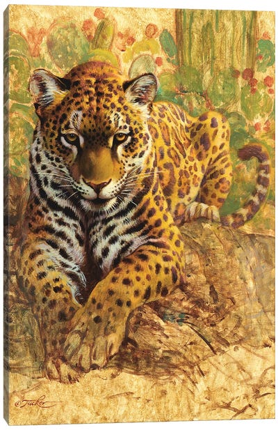 American Tiger Canvas Art Print - Mellow Yellow