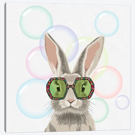 Winter Bunny In Gucci Glasses Canvas Print #EZV14} by Elizaveta Molchanova Canvas Wall Art