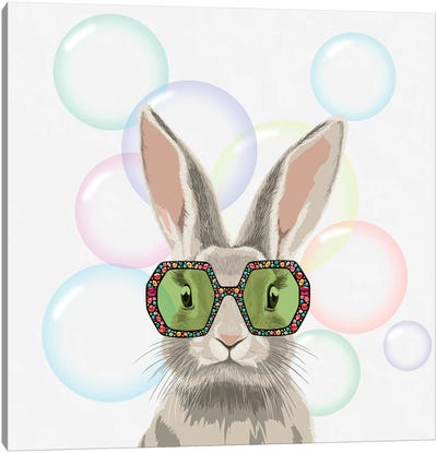Winter Bunny In Gucci Glasses Canvas Art Print - Elizaveta Molchanova