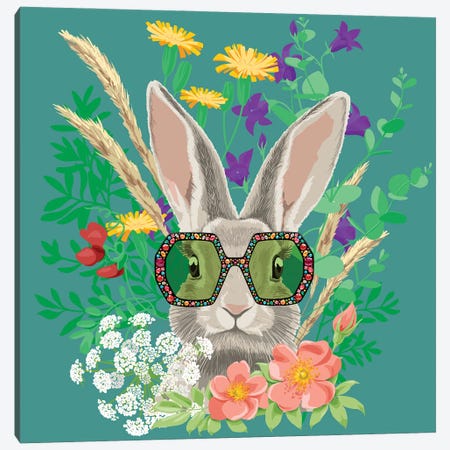 Summer Bunny In Gucci Glasses Canvas Print #EZV15} by Elizaveta Molchanova Canvas Art