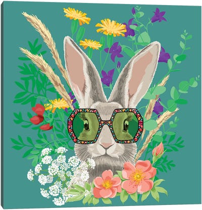 Summer Bunny In Gucci Glasses Canvas Art Print - Elizaveta Molchanova