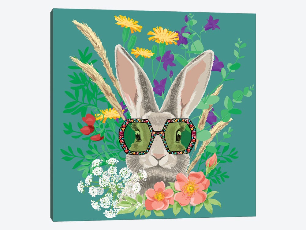 Summer Bunny In Gucci Glasses by Elizaveta Molchanova 1-piece Canvas Art