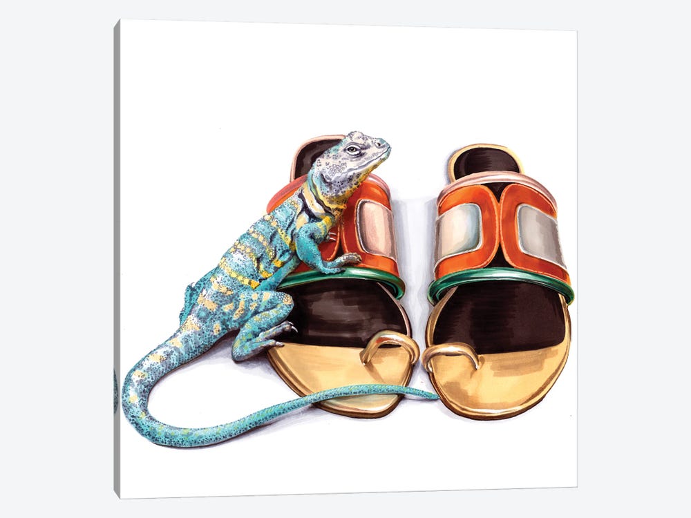 Lizard On Pier Hardy Shoes by Elizaveta Molchanova 1-piece Canvas Artwork