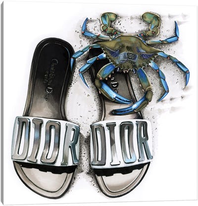 Blue Crab In Dior Canvas Art Print - Elizaveta Molchanova