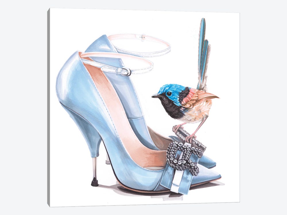 Fairy Wren On Rochas Shoes by Elizaveta Molchanova 1-piece Art Print