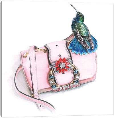 Miu Miu Bag With Hammingbird Canvas Art Print - Elizaveta Molchanova