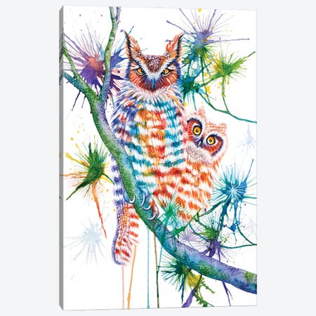 Momma And Baby Owl Canvas Print #FAB32} by Michelle Faber Art Print