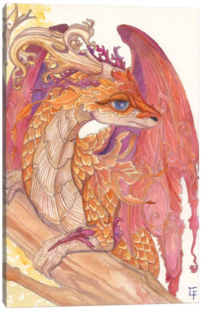Autumn Dragon Canvas Art Print - Might Fly Art & Illustration