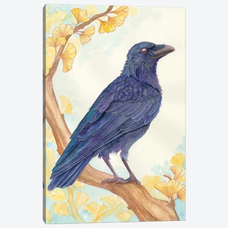 Perching Crow Canvas Print #FAI103} by Might Fly Art & Illustration Art Print