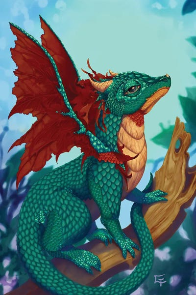 Scarlet Winged Dragon by Might Fly Art & Illustration canvas print