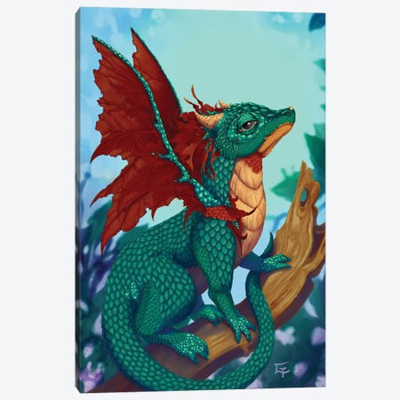 Scarlet Winged Dragon Canvas Print #FAI107} by Might Fly Art & Illustration Canvas Artwork