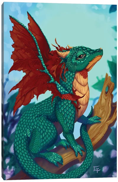Scarlet Winged Dragon Canvas Art Print
