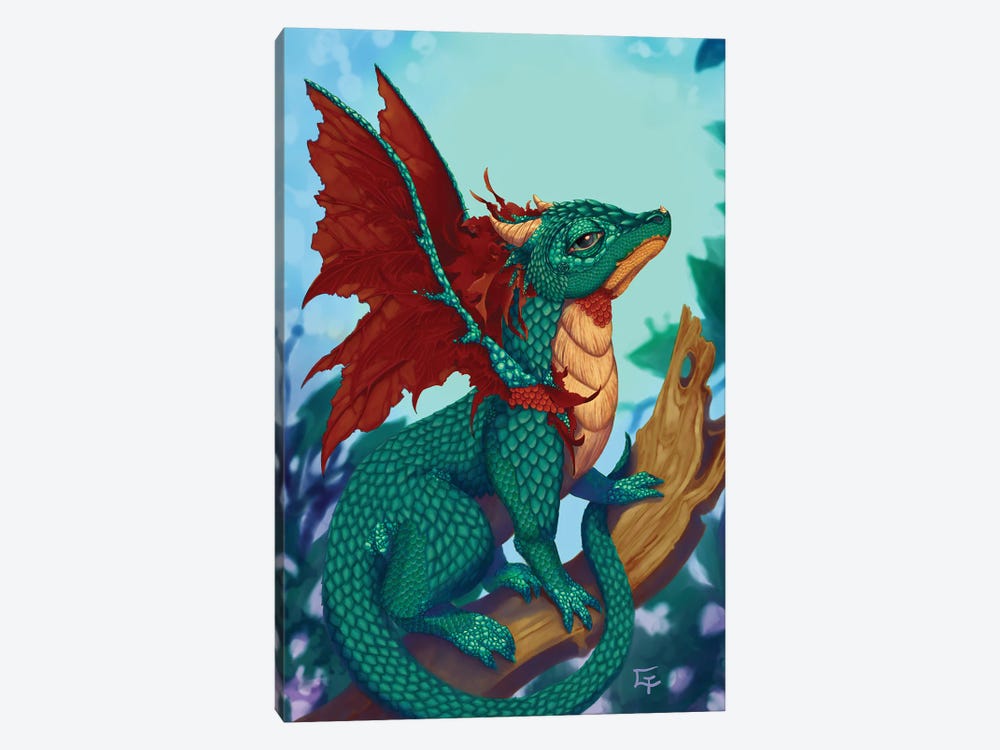 Scarlet Winged Dragon by Might Fly Art & Illustration 1-piece Canvas Print