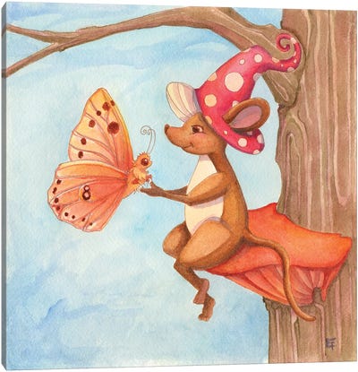 Happy Mouse Canvas Art Print - Might Fly Art & Illustration