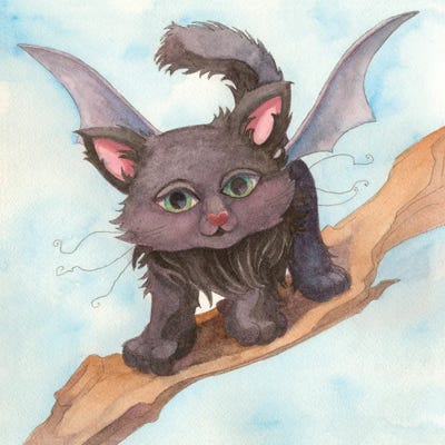Bat Cat by Might Fly Art & Illustration art print