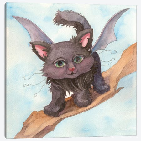 Bat Cat Canvas Print #FAI116} by Might Fly Art & Illustration Art Print