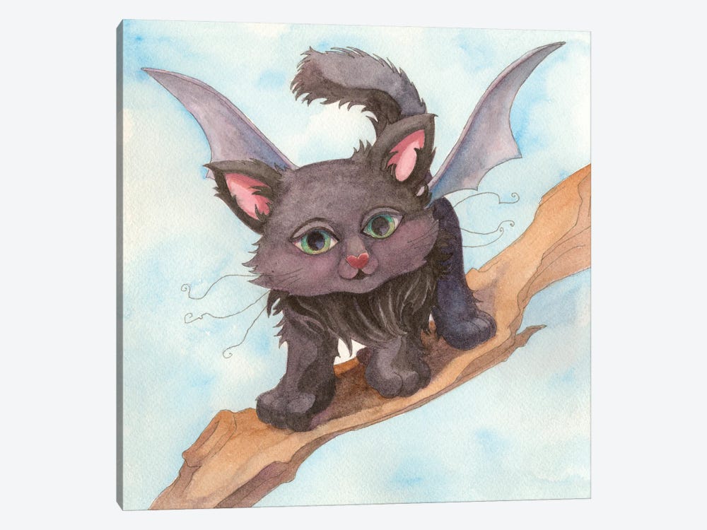 Bat Cat by Might Fly Art & Illustration 1-piece Canvas Print